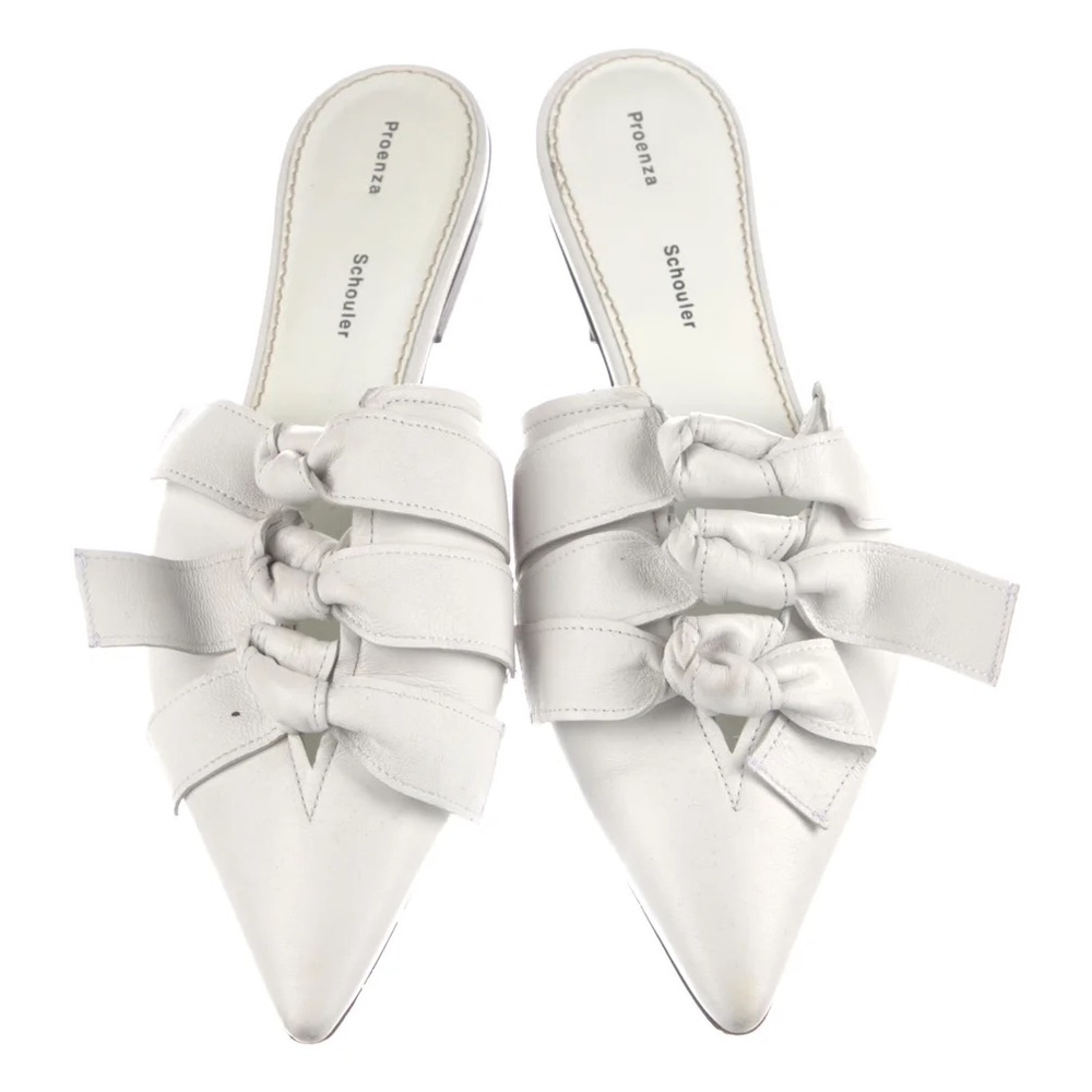 PROENZA SCHOULER white pointed toe flats
Leather Bow Accents Mules